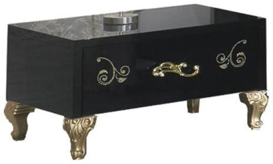 Sofia Black Italian 1 Drawer Bedside Cabinet