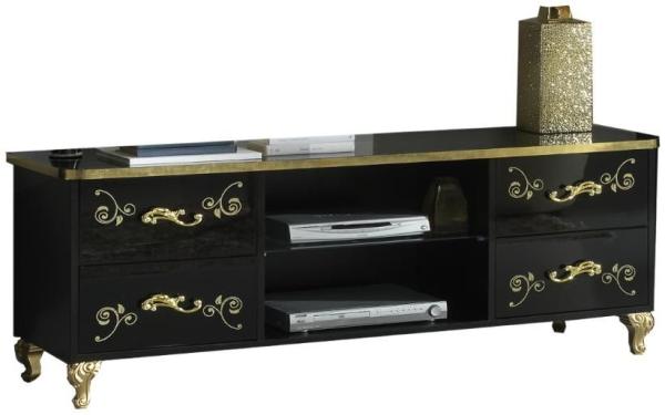 Sofia Black Italian 4 Drawer Plasma TV Unit