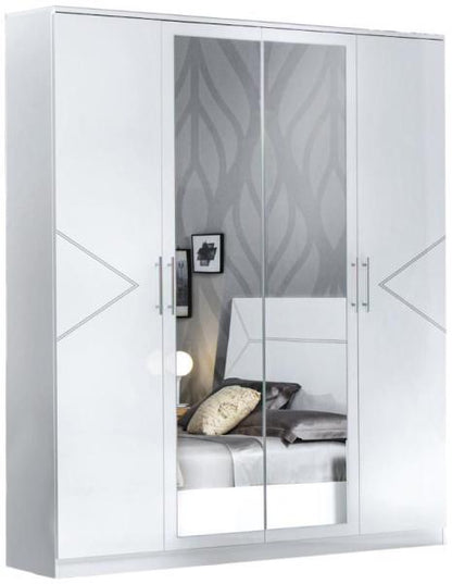 Elegance White Italian 4 Door Wardrobe