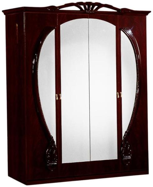 Giada Mahogany Italian 4 Door Wardrobe