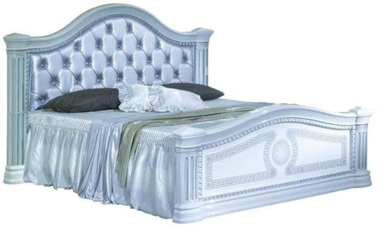 New Serena White Italian Bed with Padded Headboard - Comes in King and Queen Size Options