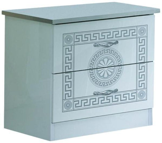 New Serena White Italian 2 Drawer Bedside Cabinet