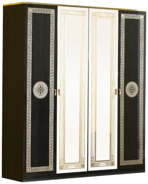 New Serena Black Italian 4 Door Wardrobe