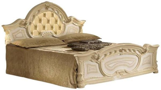 Sara Beige Italian 5ft King Size Bed with Padded Headboard