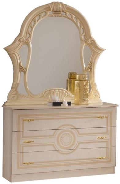 Sara Beige Italian 3 Drawer Dresser and Mirror