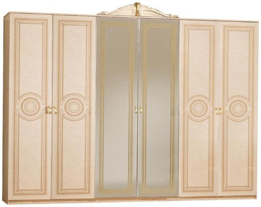 Sara Beige Italian 6 Door Wardrobe