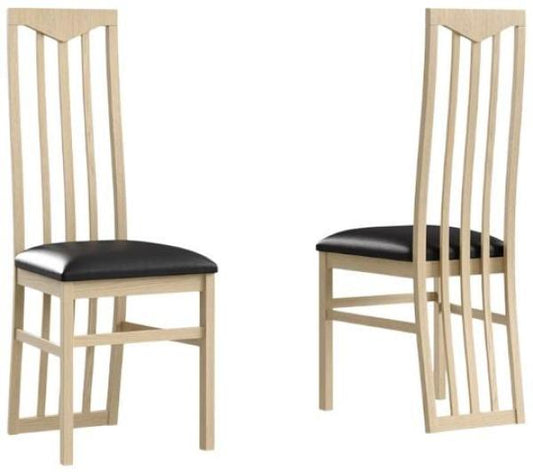 Sonia Light Oak Italian Scala Slatted Back Chair (Sold in Pairs)