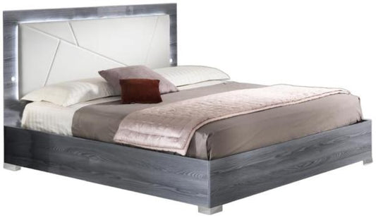 Nicole Grey Italian 5ft King Size Bed with Padded Headboard