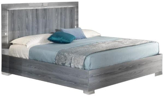 Nicole Grey Italian 5ft King Size Bed with Wooden Headboard