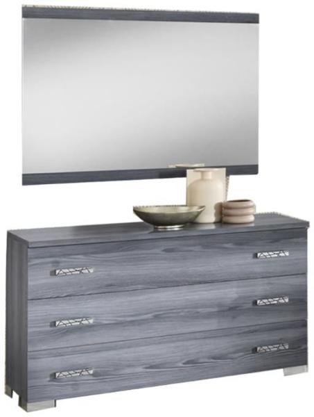 Nicole Grey Italian 3 Drawer Dresser and Rectangular Mirror Frame