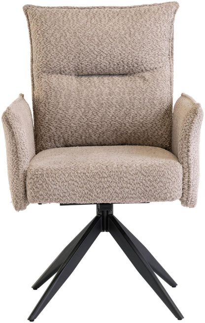 Perlo Beige Swivel Fabric Dining Chair (Sold in Pairs)