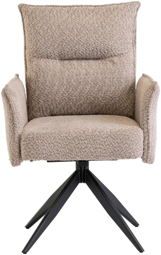 Perlo Beige Swivel Fabric Dining Chair (Sold in Pairs)