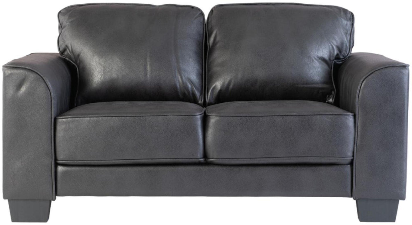 Spencer Black Distressed Fabric 2 Seater Sofa