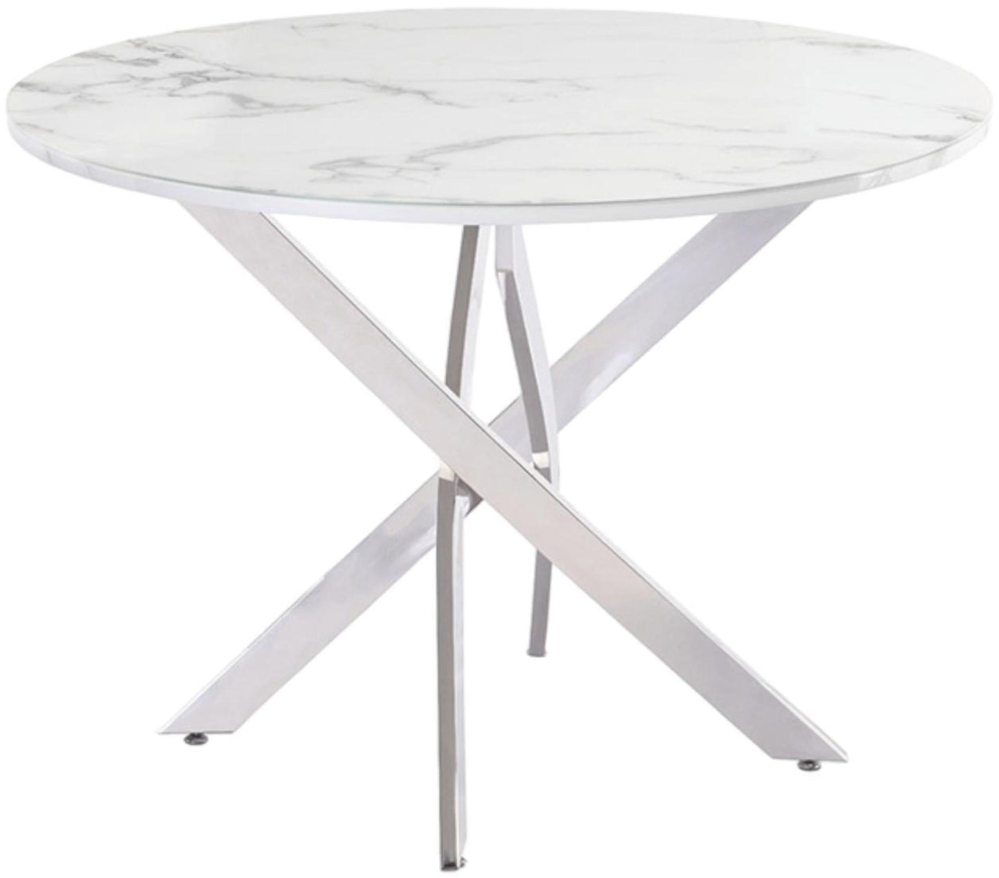 Waverley White Marble 4 Seater Round Dining Table