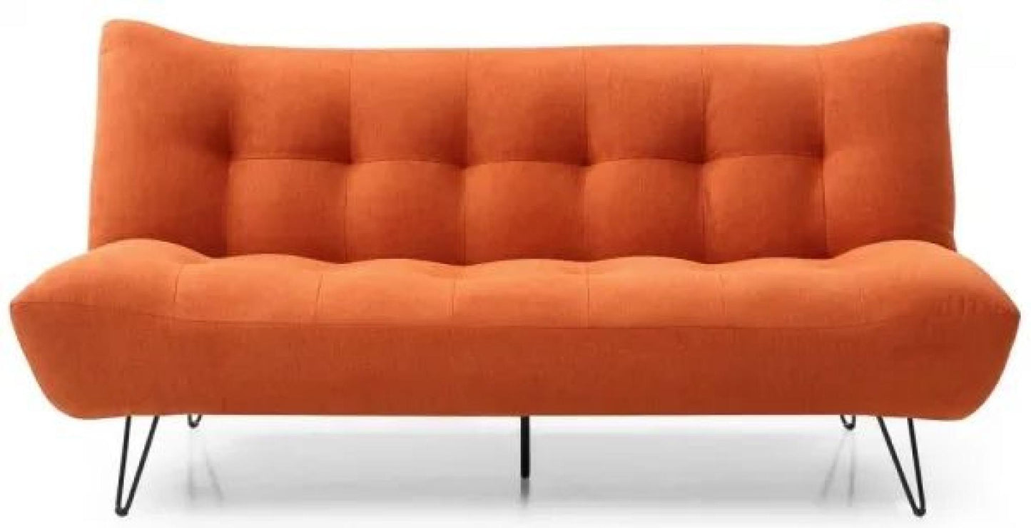 Lux Themis Orange Soft Textured Weave Fabric Futon 2 Seater Sofabed