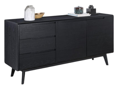 Carrington Black Oak 2 Doors 3 Drawers Wide Sideboard