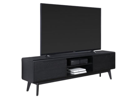 Carrington Black Oak Large TV Unit, 180cm L with Storage for Television Upto 70inch Plasma