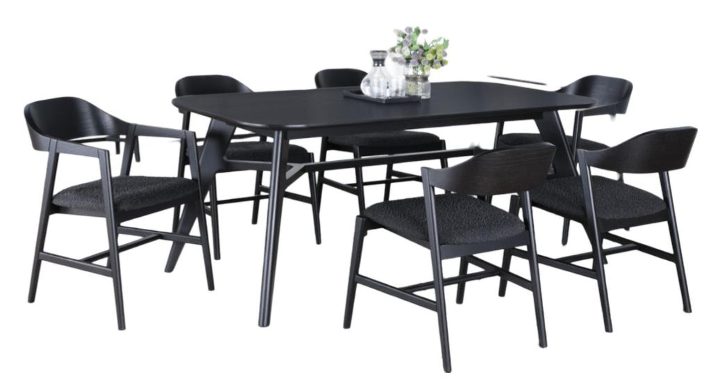 Carrington Black Oak Dining Set, 140cm Extending Rectangular Top - 6 Chairs