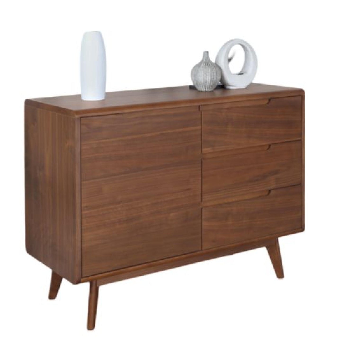 Carrington Walnut 1 Door 3 Drawer Compact Sideboard