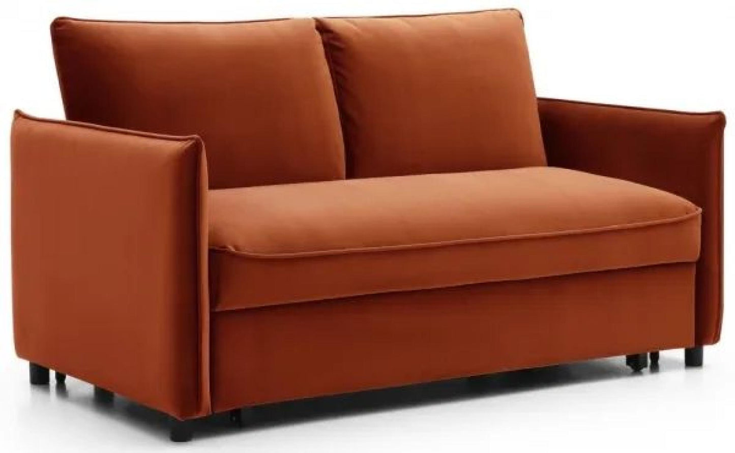 Blaire Athena Burnt Orange Velvet Fabric 2 Seater Sofabed