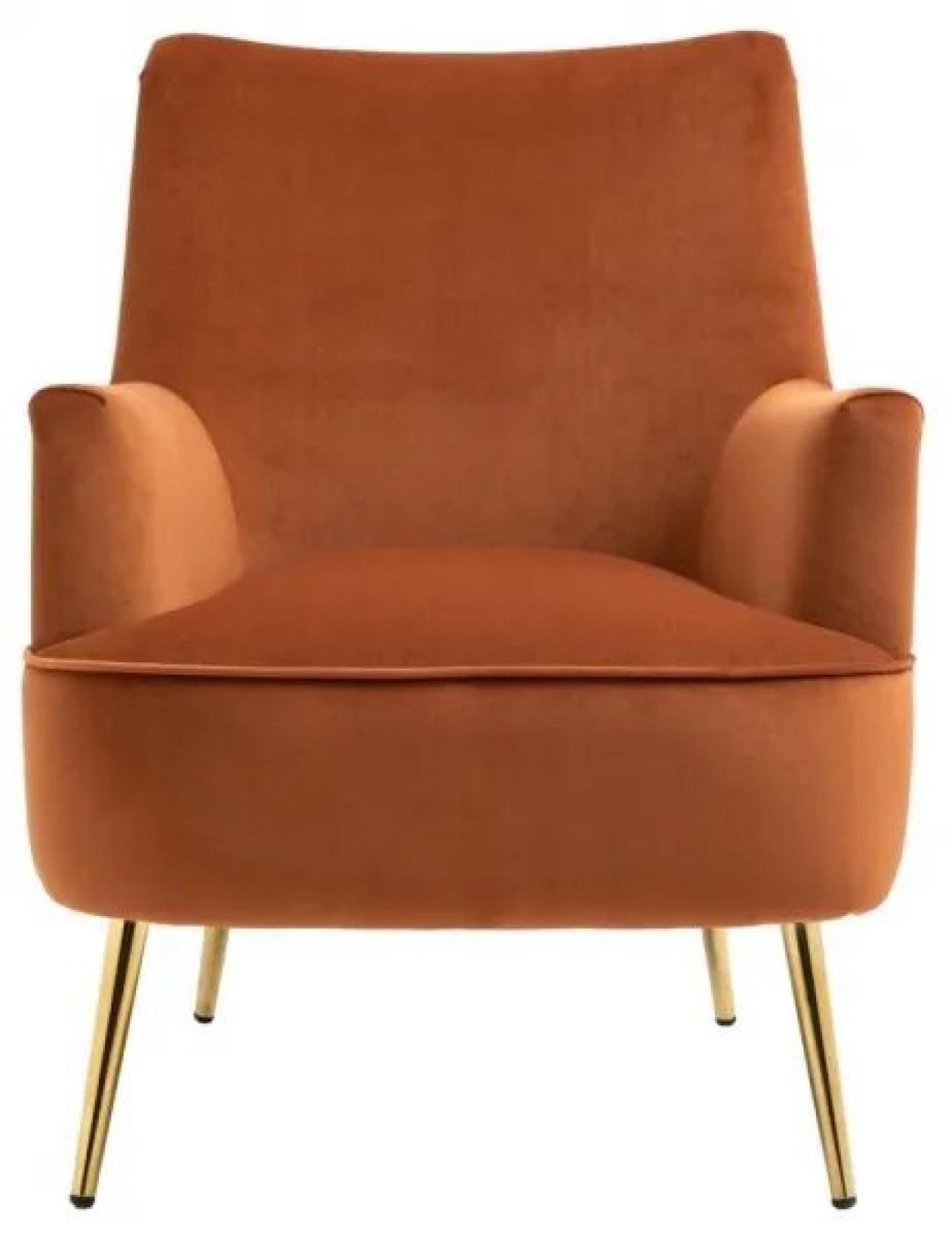 Jetson Athena Burnt Orange Velvet Fabric Accent Chair