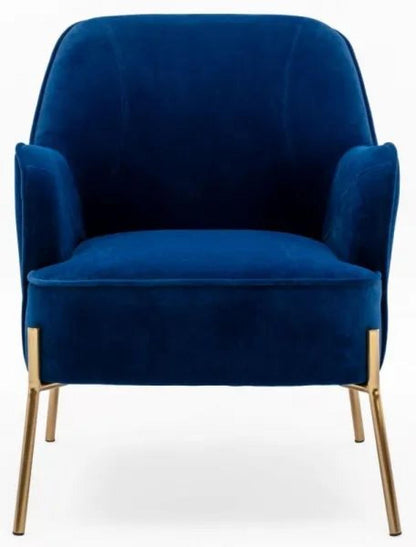 Mia Eris Navy Blue Velvet Fabric Accent Chair