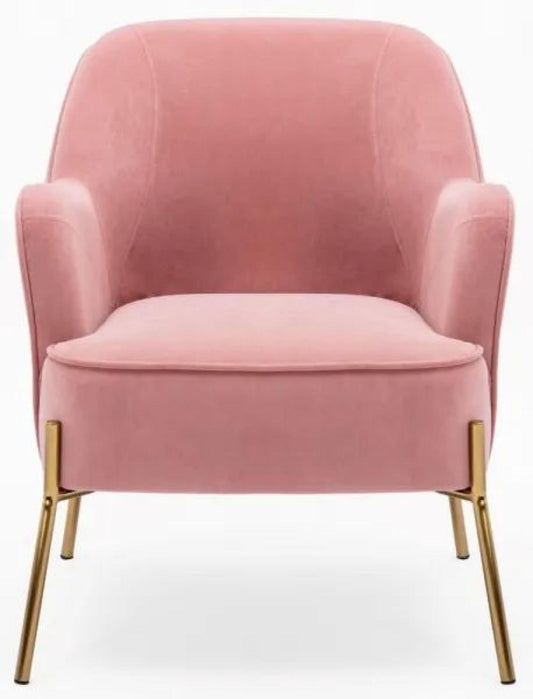 Mia Eris Pink Velvet Fabric Accent Chair