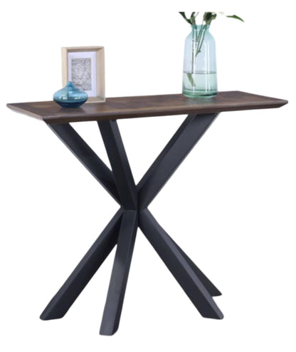 Nevada Mindi Wood Parquet Top Rectangular Console Table