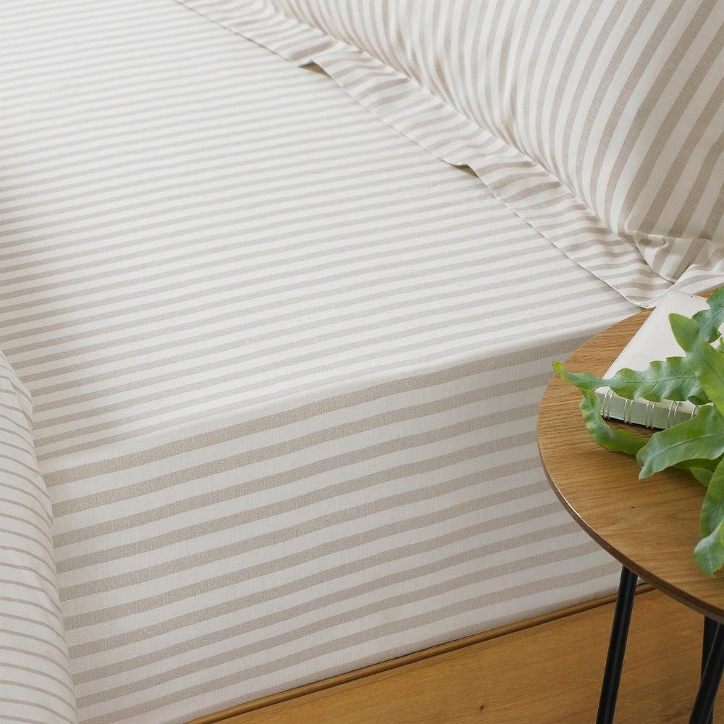 Yard Hebden Natural Striped Fitted Bed Sheet