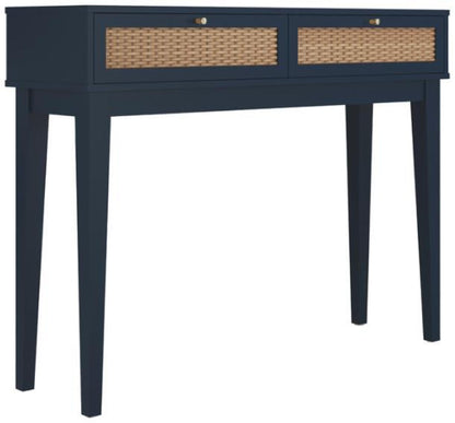 Bordeaux Berlin Blue and Faux Rattan Dressing Table