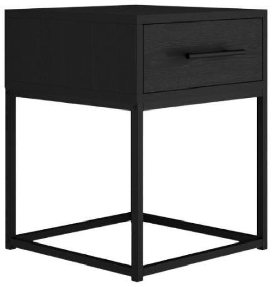 Bray Matte Black 1 Drawer Bedside Cabinet