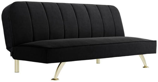 Burlington Black and Brushed Gold Velvet Fabric Sofa Bed