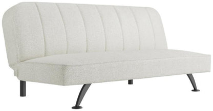 Burlington Ivory and Matte Black Boucle Fabric Sofabed