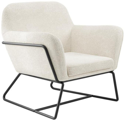 Charles Ivory and Matte Black Boucle Fabric Armchair