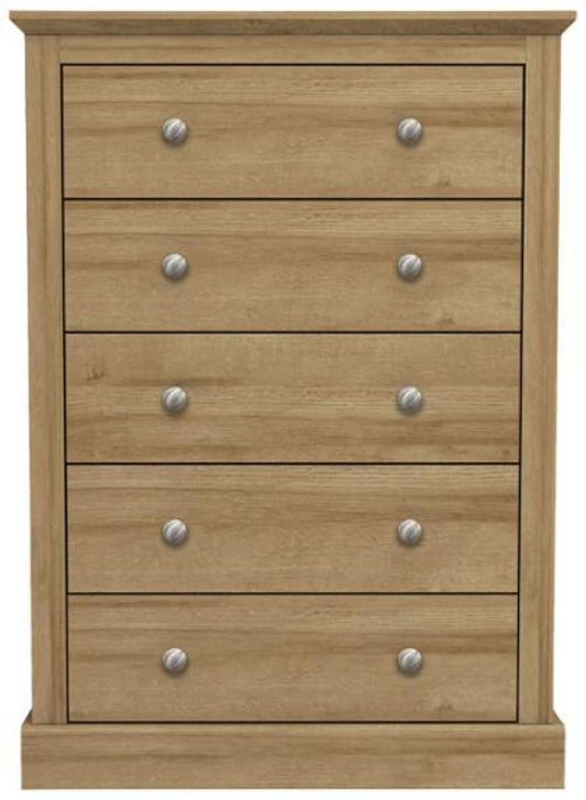 Devon Oak 5 Drawer Chest