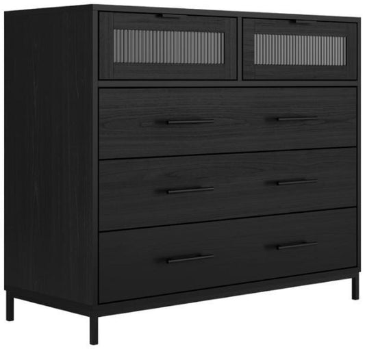 Edison Matte Black 3+2 Drawer Chest