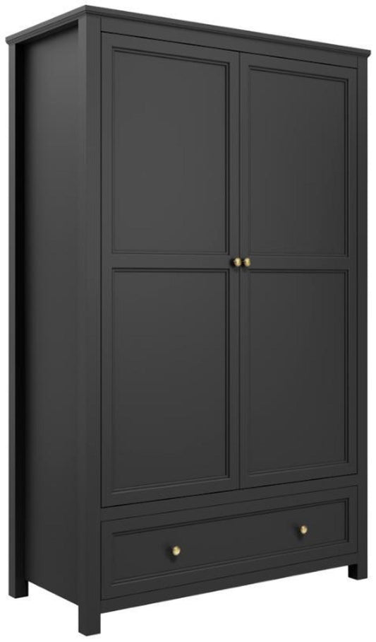 Ives Black 2 Door Combo Wardrobe