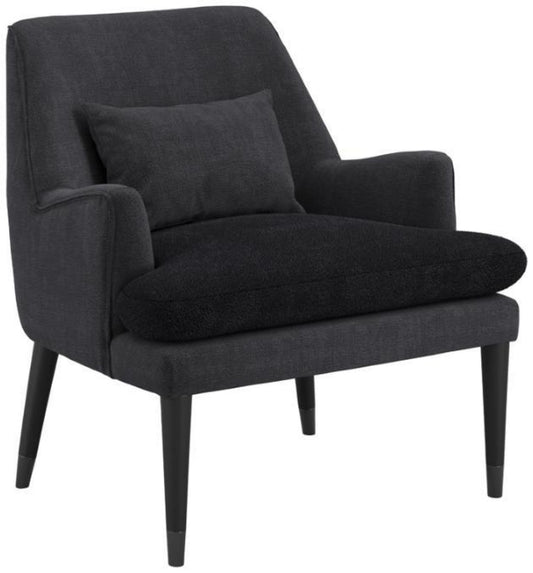 Montana Anthracite Linen Blend Fabric Accent Chair