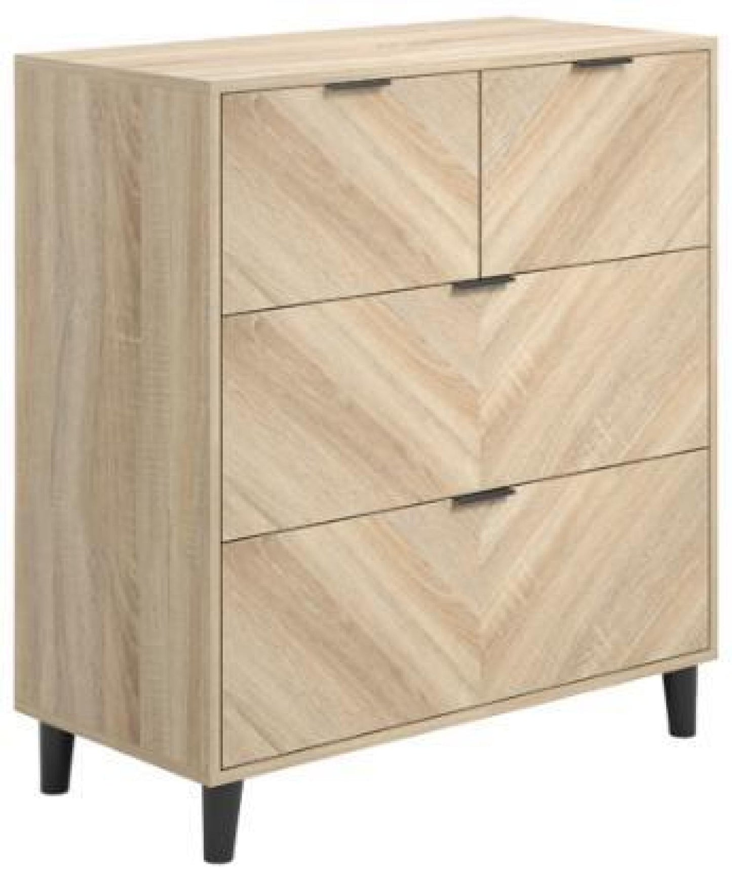 Stockholm Chevron Sonoma Oak 4 Drawer Chest