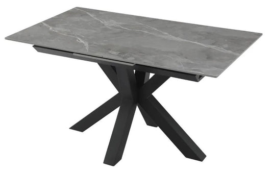 Sintered Stone Ceramic Black Base Extending Dining Table