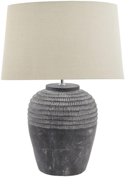 Amalfi White and Grey Ceramic Stone Carved Lamp