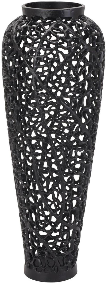 Black Aluminium Cast Lattice Vase