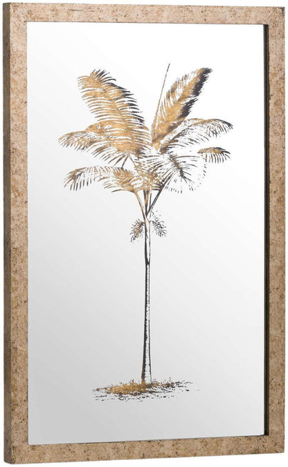 Brass Mirrored Glass Metallic Palm Wall Art