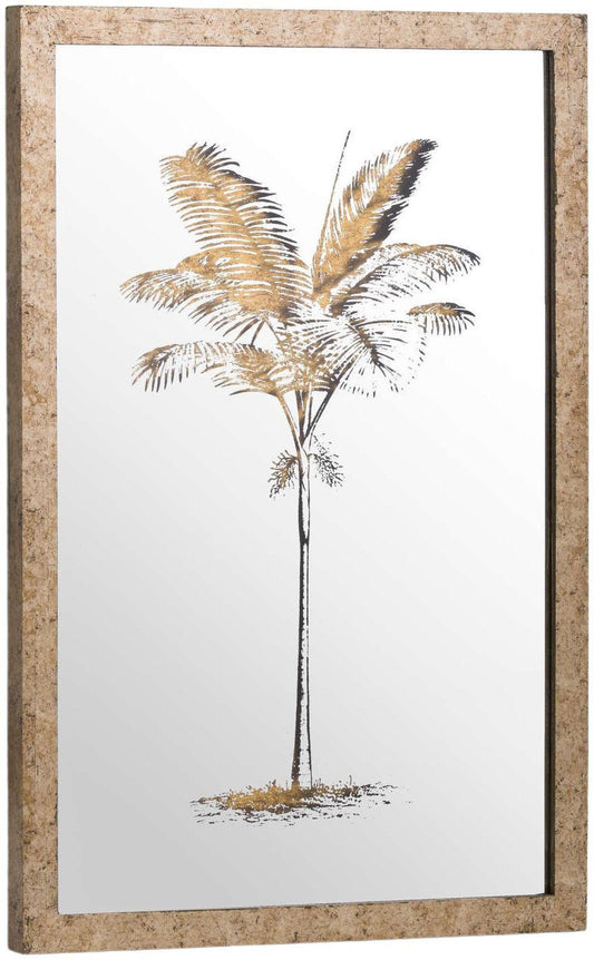 Brass Mirrored Glass Metallic Palm Wall Art