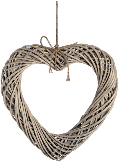 Brown Wicker Large Rope Detail Hanging Heart