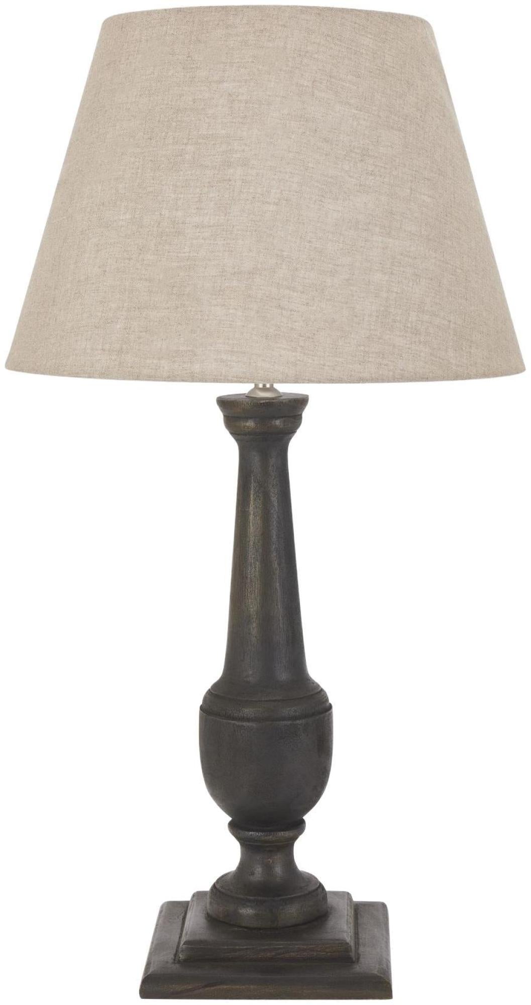 Delaney Wood Goblet Candlestick Lamp with Linen Shade