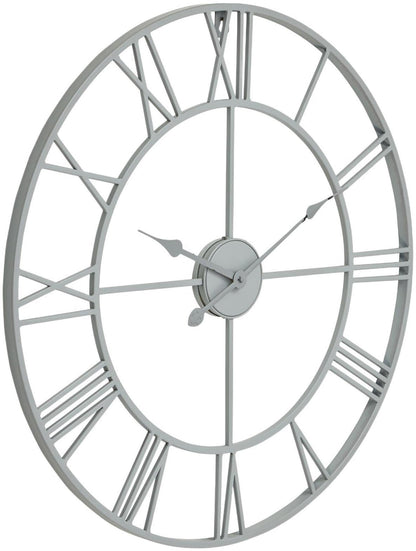 Grey Metal Skeleton Wall Clock - 70cm x 70cm