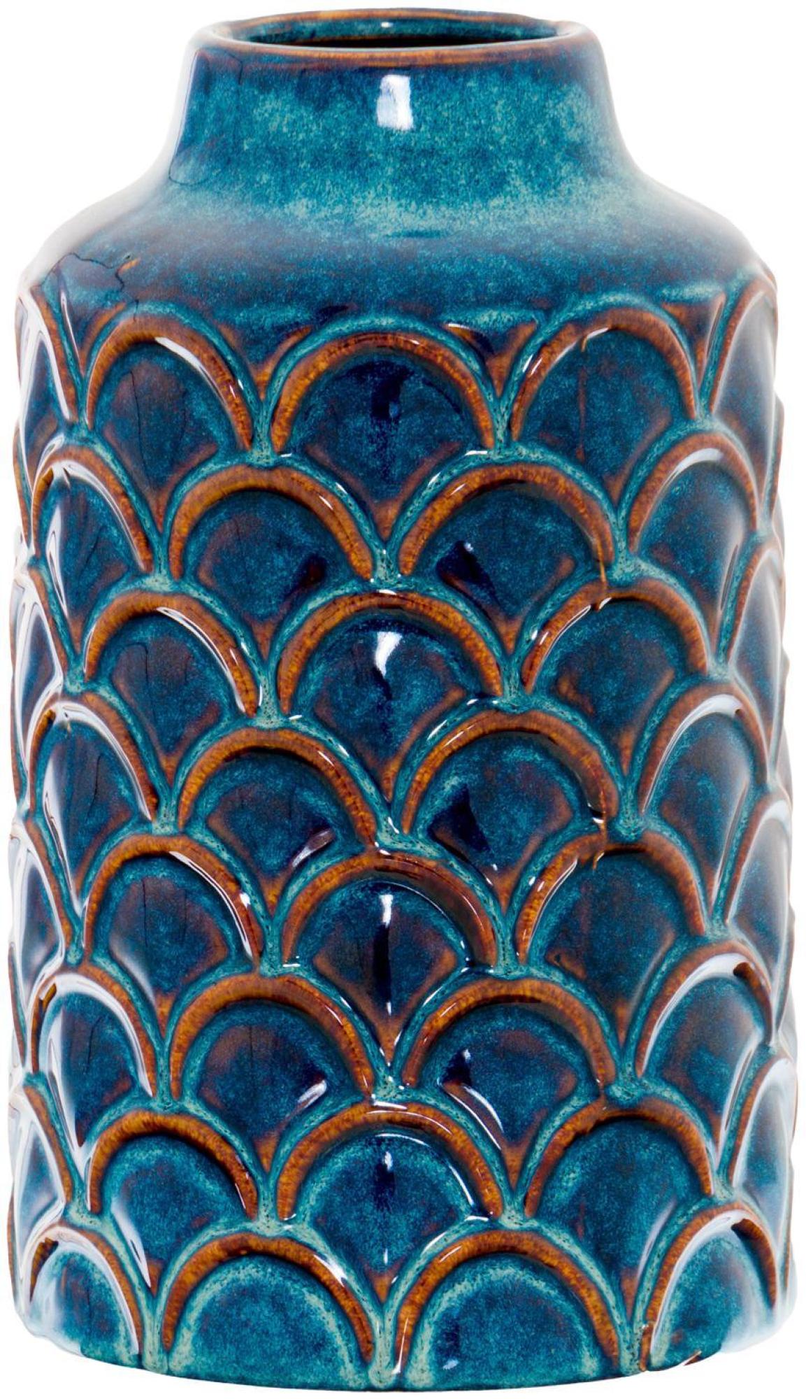 Seville Collection Indigo Ceramic Scalloped Vase