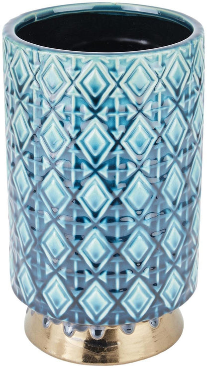 Seville Collection Sky Blue and Green Ceramic Paragon Large Vase