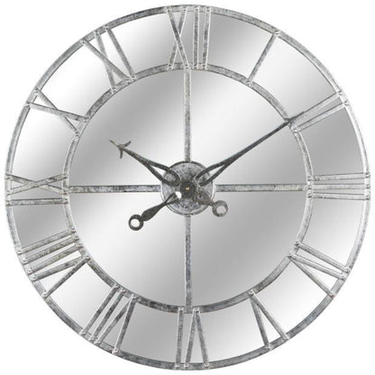 Silver Foil Mirrored Glass Wall Clock - 86cm x 85cm